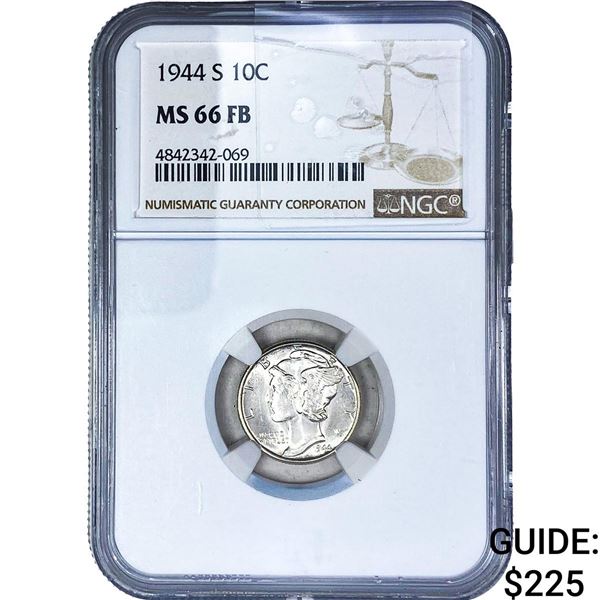 1944-S Mercury Silver Dime NGC MS66 FB
