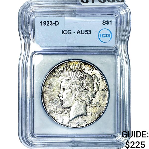 1923-D Silver Peace Dollar ICG AU53