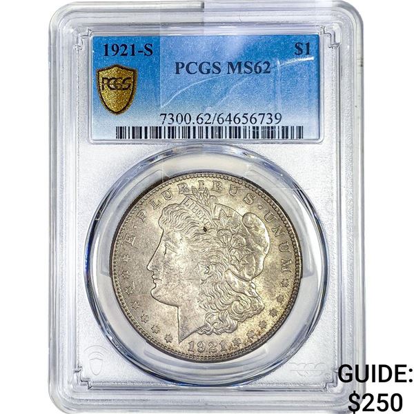 1921-S Morgan Silver Dollar PCGS MS62