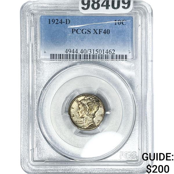 1924-D Mercury Silver Dime PCGS XF40