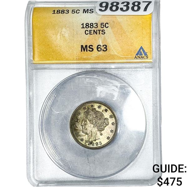 1883 Liberty Victory Nickel ANACS MS63