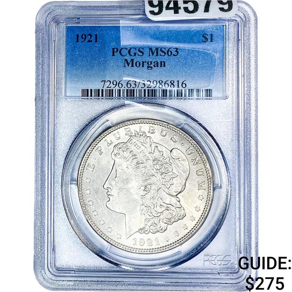 1921 Morgan Silver Dollar PCGS MS63
