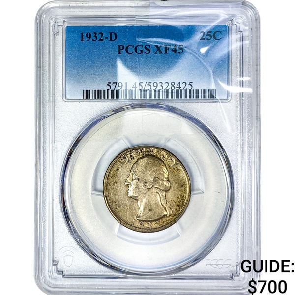 1932-D Washington Silver Quarter PCGS XF45