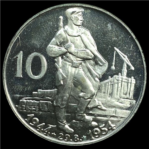 1954 Czechoslovakia Silver 10 Korun