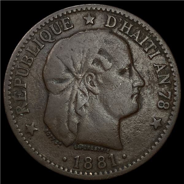 1881 Haiti Bronze 2 Centimes