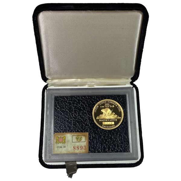 Canada 1oz Gold Round Proof-Beaver w/Box & COA