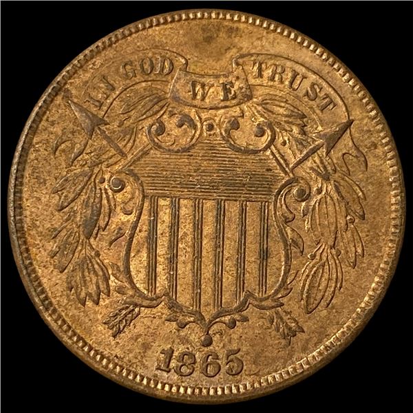 1865 Bronze Two-Cent Piece NEARLY  UNCIRCULATED