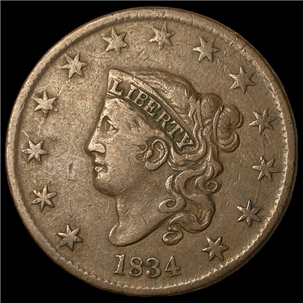 1834 Coronet Head Large Cent NEARLY  UNCIRCULATED