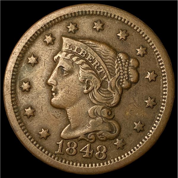 1848 Braided Hair Large Cent CLOSELY  UNCIRCULATED
