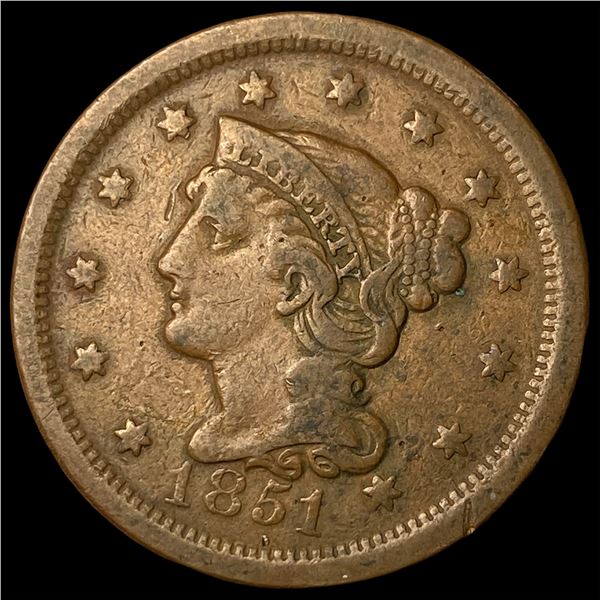 1851 Braided Hair Large Cent NEARLY  UNCIRCULATED