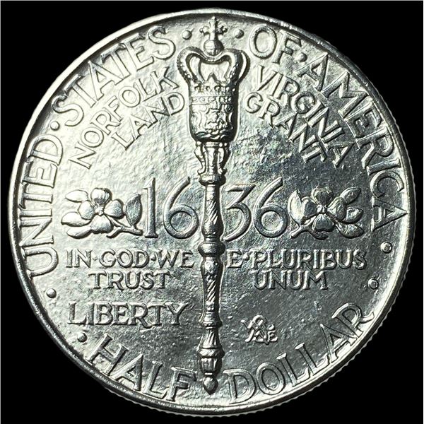 1936 Silver Norfolk Bicentennial Half Dollar  GEM BU