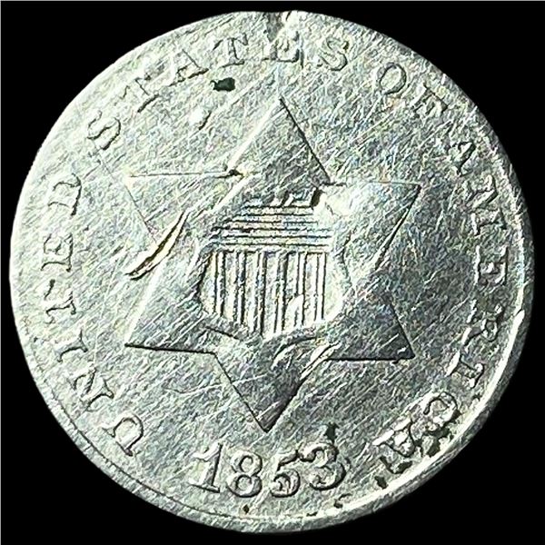 1853 Silver Three-Cent Piece CLOSELY  UNCIRCULATED