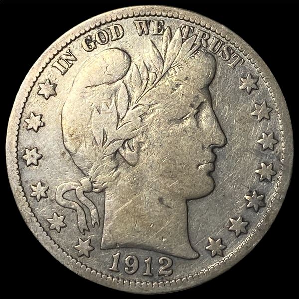 1912-S Silver Barber Half Dollar NICELY  CIRCULATED