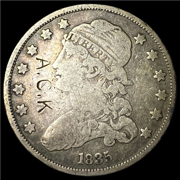 1835 Capped Bust Silver Quarter LIGHTLY  CIRCULATED