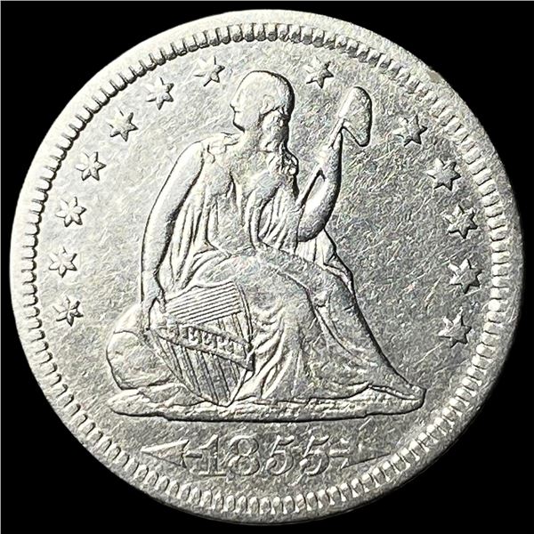 1855 Arrows Seated Liberty Quarter CLOSELY  UNCIRCULATED