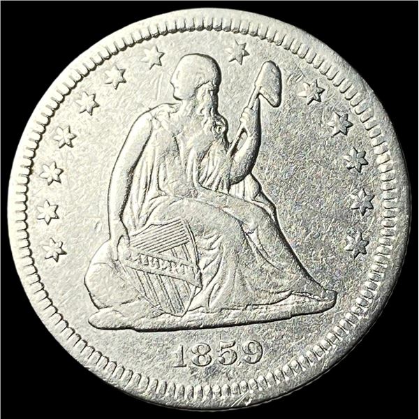 1859 Silver Seated Liberty Quarter CLOSELY  UNCIRCULATED