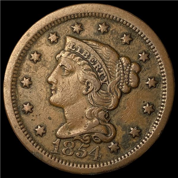 1854 Braided Hair Large Cent CLOSELY  UNCIRCULATED