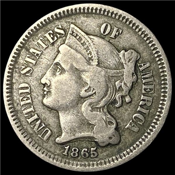 1865 Nickel Three-Cent Piece NEARLY  UNCIRCULATED