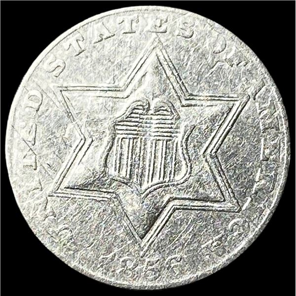 1856 Silver Three-Cent Piece CLOSELY  UNCIRCULATED