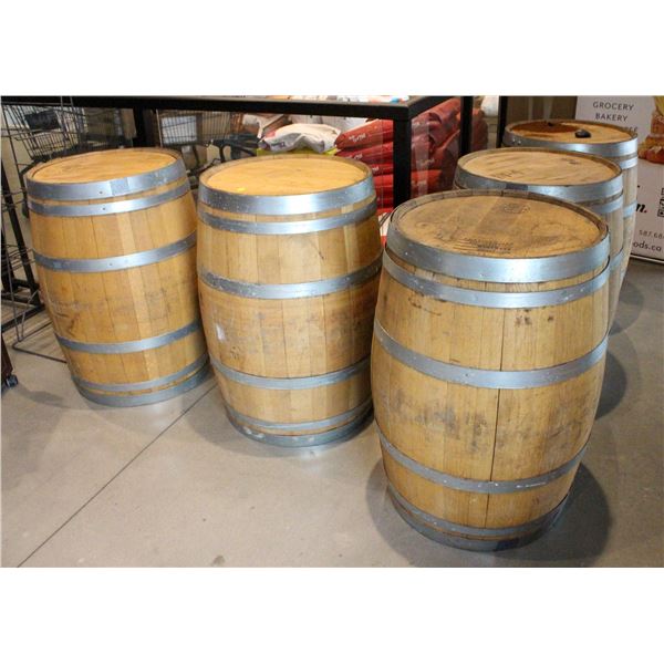 5 RUSTIC OAK BANDED BARRELS
