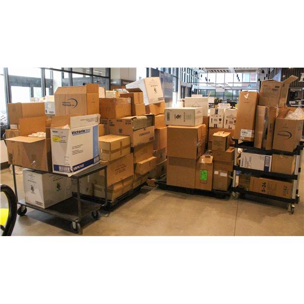 3 PALLETS & 2 CARTS OF VARIOUS DISPOSABLES