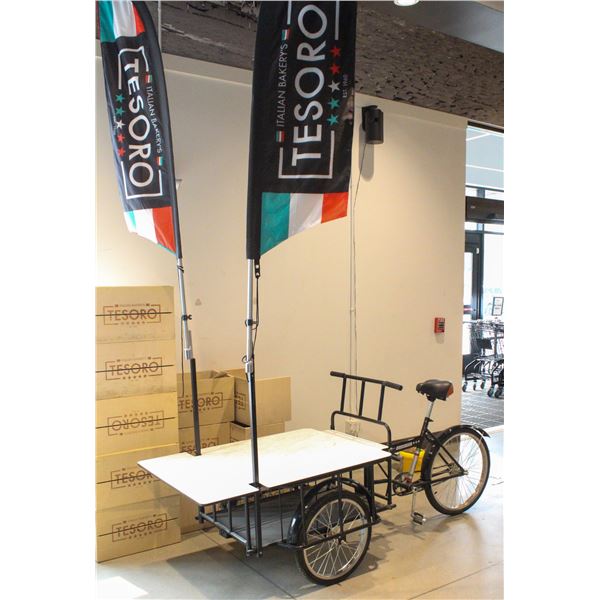 MOBILE MERCHANTS BIKE TRAILER  W/ FLAGPOLES