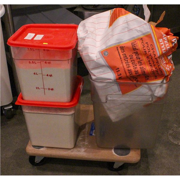 3 CAMBRO DRY INGREDIENT BINS W/ CONTENTS