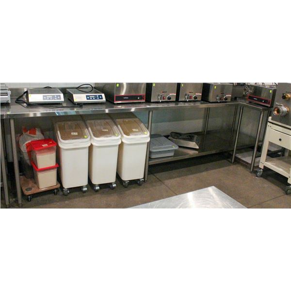 STAINLESS STEEL CORNER PREP TABLE 137" X 30"
