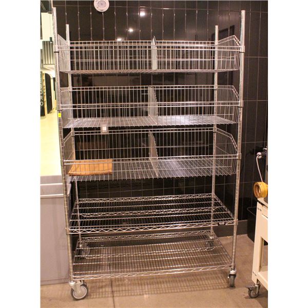 CHROME WIRE RACK W/ 3 BASKET SHELVES 48" X 24"
