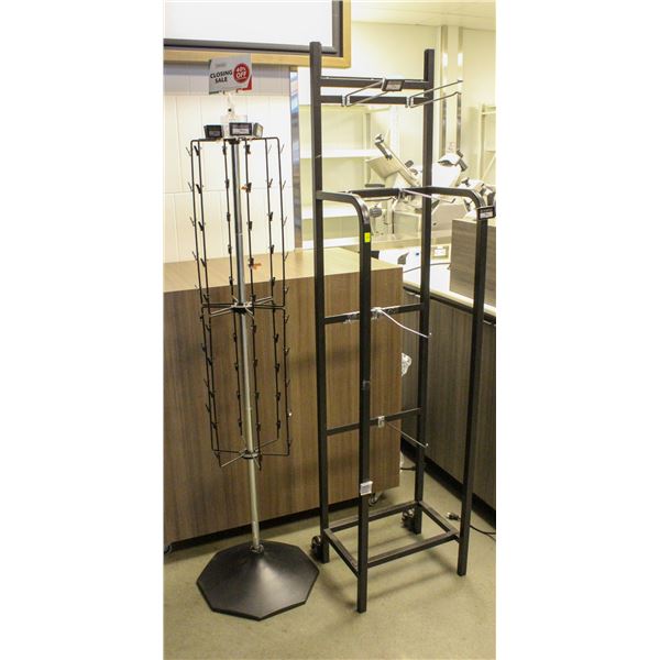TWO HANGER TYPE DISPLAY RACKS