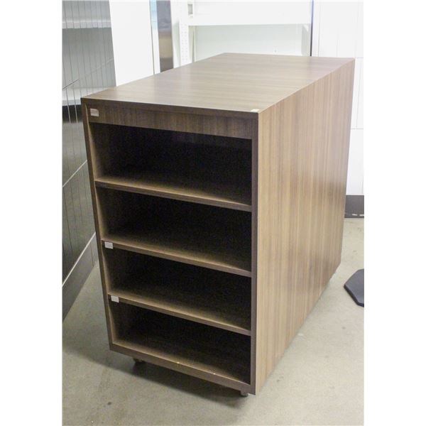 CUSTOM TWO SIDED STORAGE CABINET ON CASTERS
