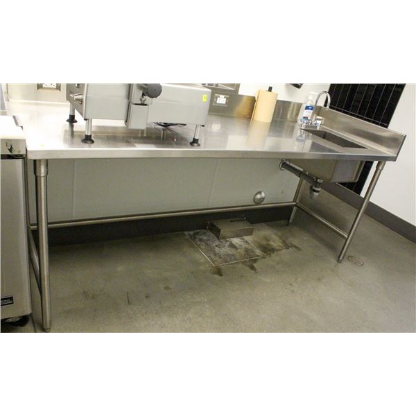 STAINLESS STEEL WORK TABLE W/ INTEGRAL HAND SINK