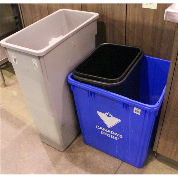 LOT OF 4 ASSORTED WASTEBINS / RECYCLE BINS