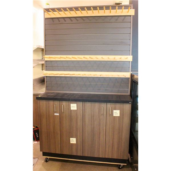CUSTOM MOBILE SLAT WALL DISPLAY CABINET