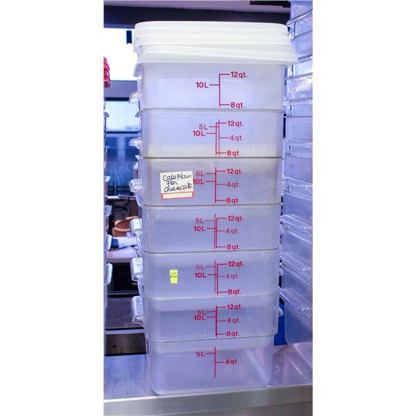 STACK OF 6 CAMBRO 12QT DRY INGREDIENT BINS