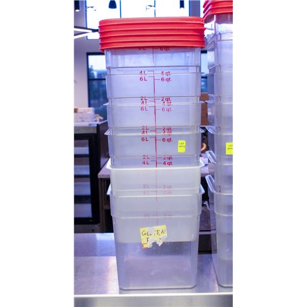 STACK OF 6 CAMBRO 8QT DRY INGREDIENT BINS