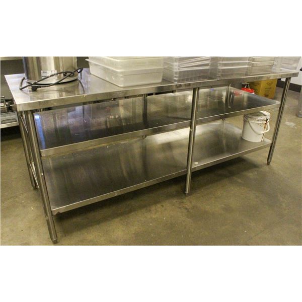 7' STAINLESS STEEL WORKTABLE W/ TWO UNDERSHELF