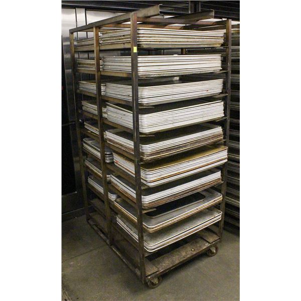 FULL SIZE DOUBLE PAN ROLL IN OVEN RACK W/ CONTENTS