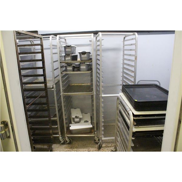 12 ALUMINUM BAKERS RACKS, ONE 1/2 SIZE, ONE OVEN