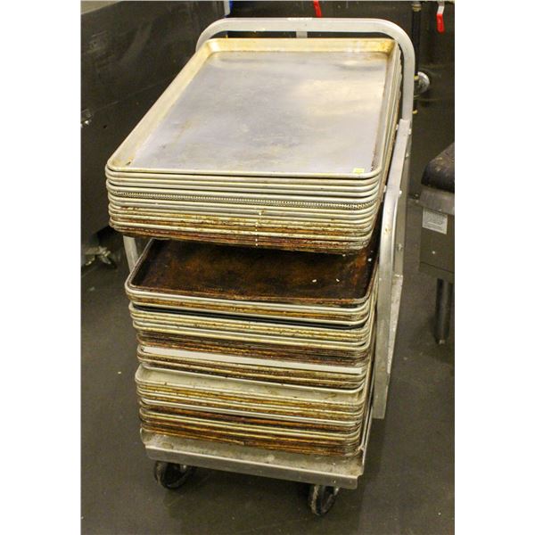 BUN PAN CART W/ VARIOUS BUN PANS