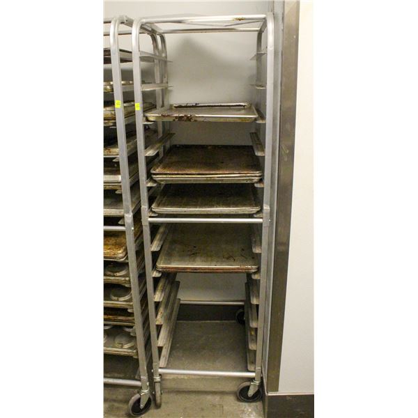 FULL SIZE ALUMINUM BAKERS RACK W/ CONTENTS