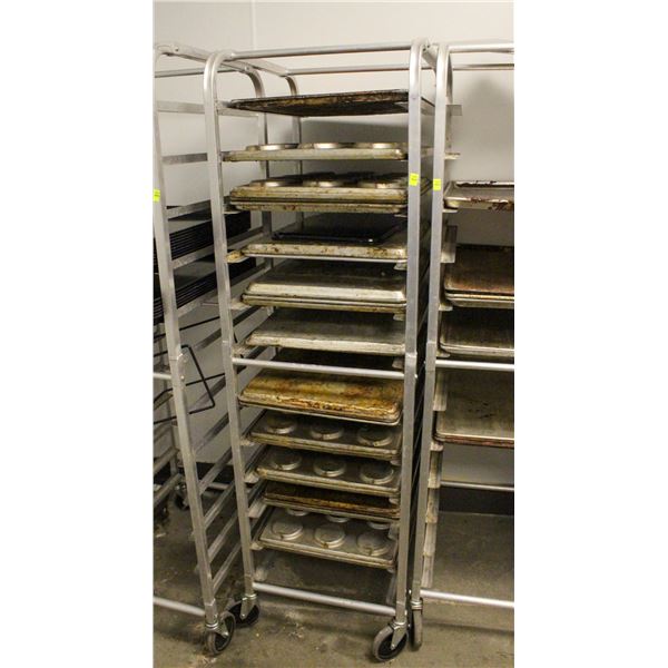 FULL SIZE ALUMINUM BAKERS RACK W/ CONTENTS