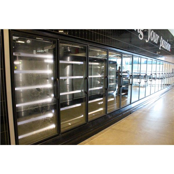 4 CONTINUOUS LINE HUSSMAN DISPLAY FREEZERS M#RLN-4