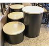 Image 1 : LOT OF 4 ASSORTED HEIGHT ROUND MARBLE TOP DISPLAYS
