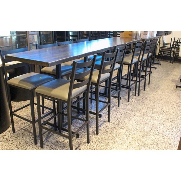LOT OF 2 LONG 10' X 24" BAR HEIGHT TABLES