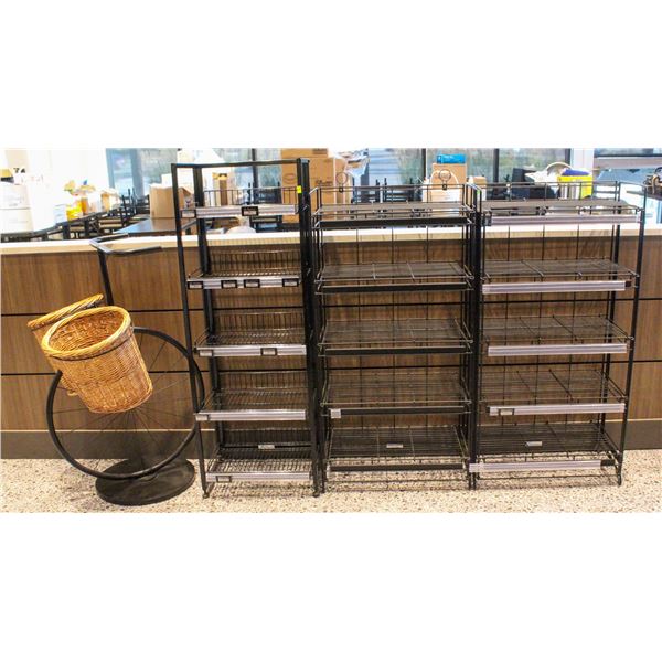 4 ASSORTED METAL PRODUCT DISPLAY SHELVES