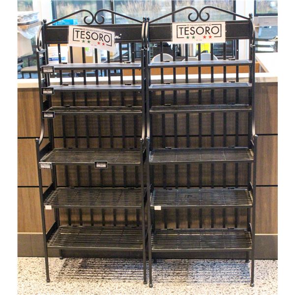 LOT OF 2 FOLDING METAL SHELVING UNITS