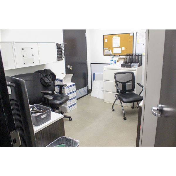 CONTENTS OF OFFICE INCL: DESKS, CHAIRS, CABINETS &
