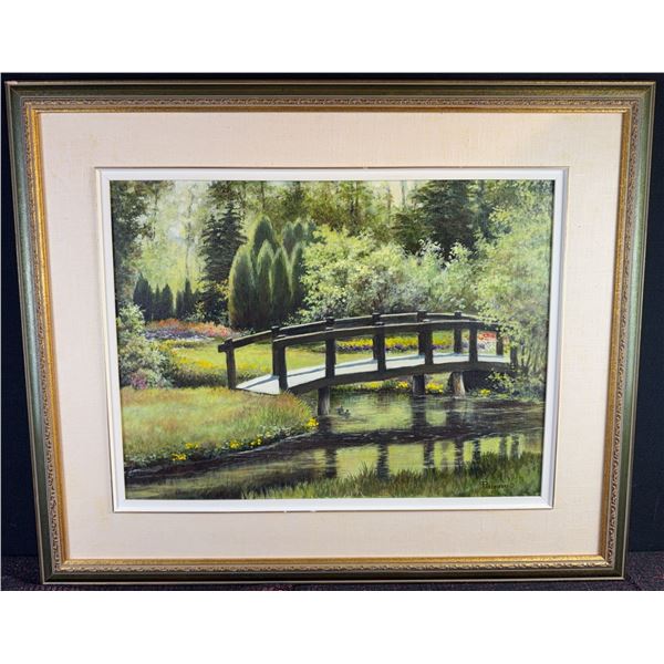 Landscape Oil Painting by Rasewski with Bridge and Stream