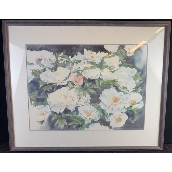 Signed Floral Watercolour Painting, H. Derksen, Professionally Framed